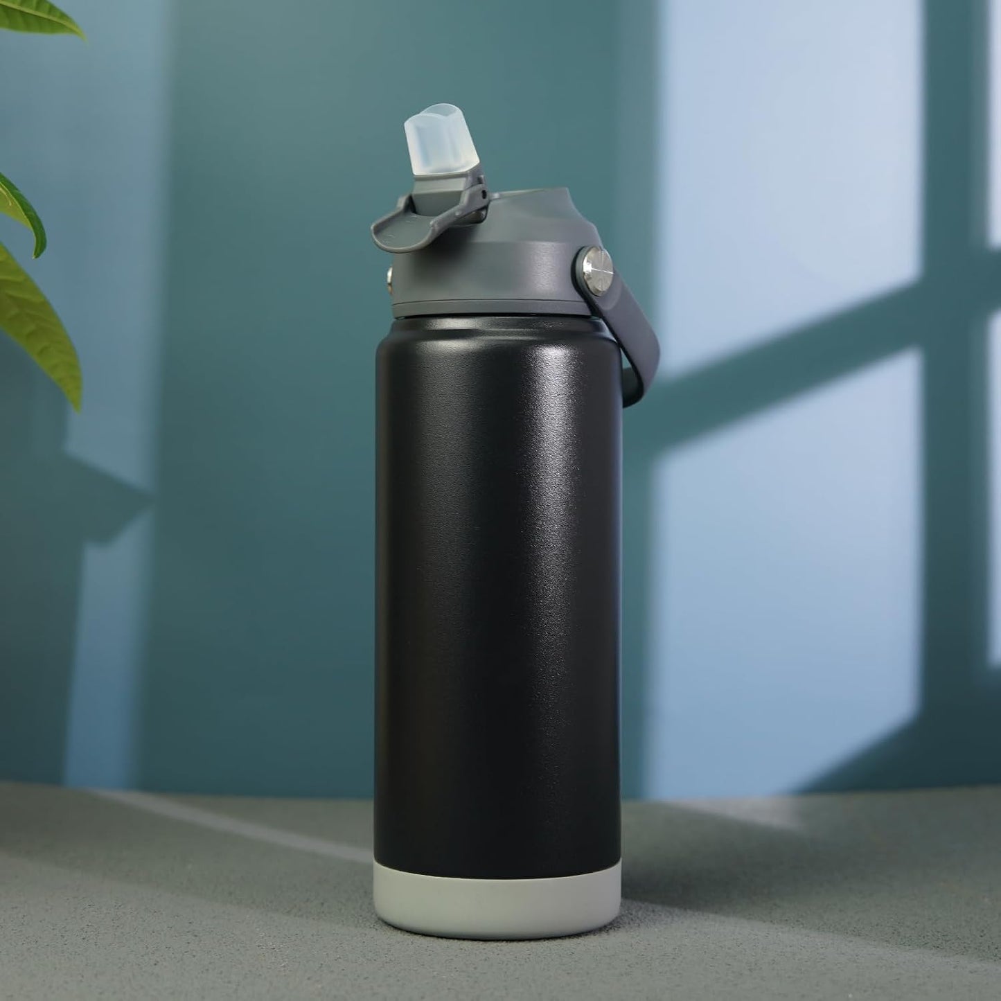 12oz Insulated Water Bottle, Stainless Steel Bottle with Straw Lid | Soft Silicone Nozzle, Keep Cold & Hot, Leak-Proof BPA-Free Metal Bottle with Flex Handle for Travel, Gym & Everyday Hydration