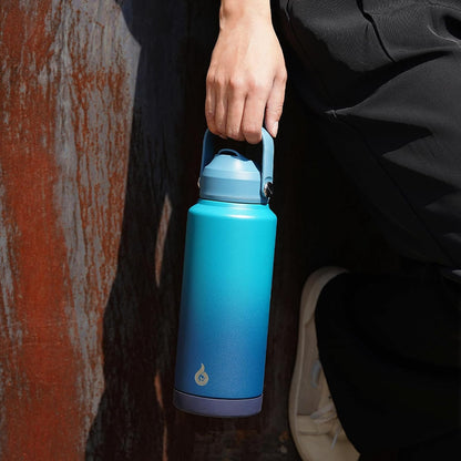 12oz Insulated Water Bottle, Stainless Steel Bottle with Straw Lid | Soft Silicone Nozzle, Keep Cold & Hot, Leak-Proof BPA-Free Metal Bottle with Flex Handle for Travel, Gym & Everyday Hydration
