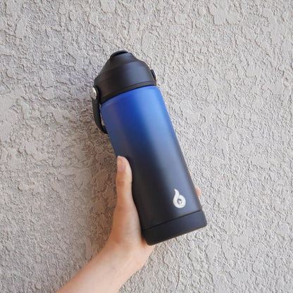 12oz Insulated Water Bottle, Stainless Steel Bottle with Straw Lid | Soft Silicone Nozzle, Keep Cold & Hot, Leak-Proof BPA-Free Metal Bottle with Flex Handle for Travel, Gym & Everyday Hydration