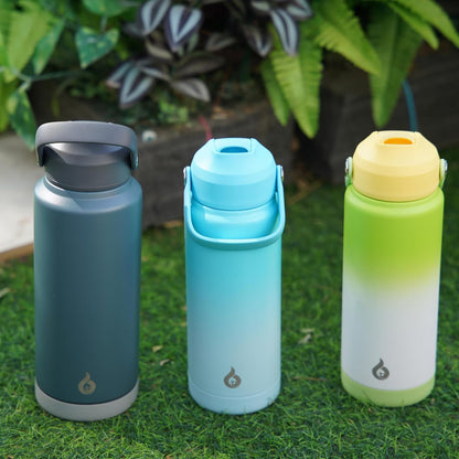 12oz Insulated Water Bottle, Stainless Steel Bottle with Straw Lid | Soft Silicone Nozzle, Keep Cold & Hot, Leak-Proof BPA-Free Metal Bottle with Flex Handle for Travel, Gym & Everyday Hydration