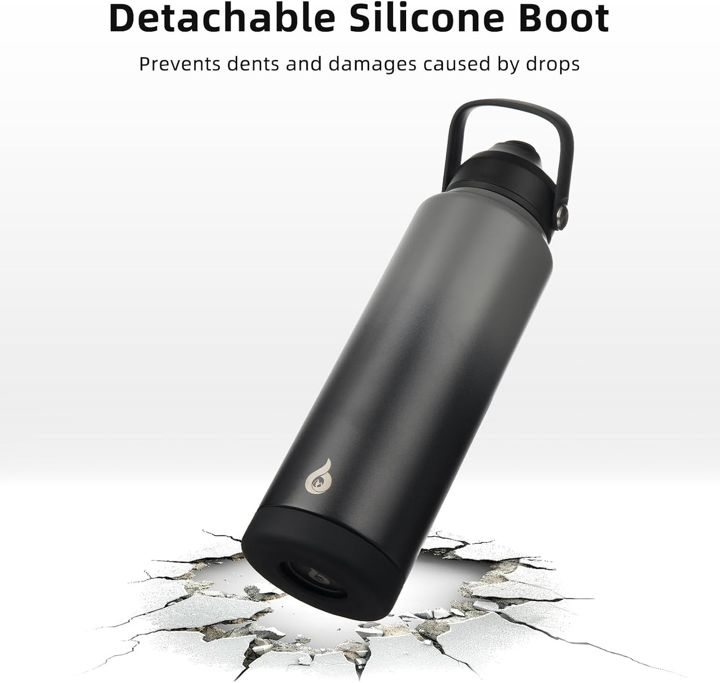 12oz Insulated Water Bottle, Stainless Steel Bottle with Straw Lid | Soft Silicone Nozzle, Keep Cold & Hot, Leak-Proof BPA-Free Metal Bottle with Flex Handle for Travel, Gym & Everyday Hydration