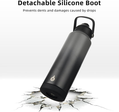 12oz Insulated Water Bottle, Stainless Steel Bottle with Straw Lid | Soft Silicone Nozzle, Keep Cold & Hot, Leak-Proof BPA-Free Metal Bottle with Flex Handle for Travel, Gym & Everyday Hydration