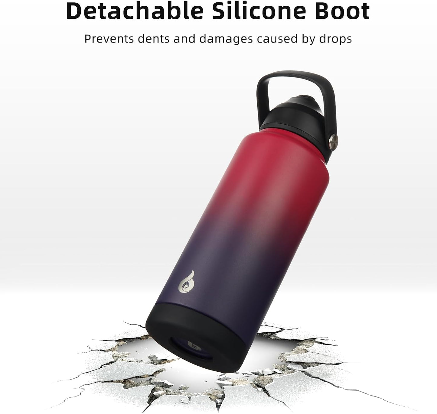12oz Insulated Water Bottle, Stainless Steel Bottle with Straw Lid | Soft Silicone Nozzle, Keep Cold & Hot, Leak-Proof BPA-Free Metal Bottle with Flex Handle for Travel, Gym & Everyday Hydration