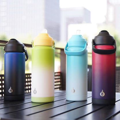 12oz Insulated Water Bottle, Stainless Steel Bottle with Straw Lid | Soft Silicone Nozzle, Keep Cold & Hot, Leak-Proof BPA-Free Metal Bottle with Flex Handle for Travel, Gym & Everyday Hydration