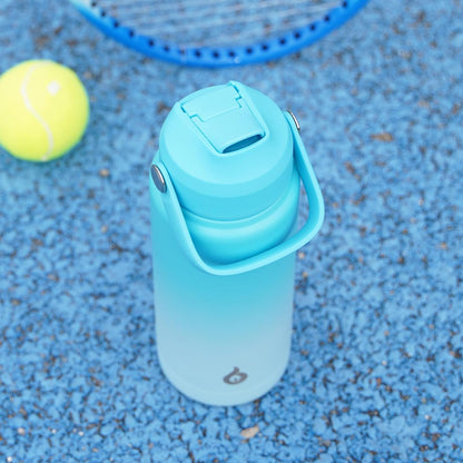 12oz Insulated Water Bottle, Stainless Steel Bottle with Straw Lid | Soft Silicone Nozzle, Keep Cold & Hot, Leak-Proof BPA-Free Metal Bottle with Flex Handle for Travel, Gym & Everyday Hydration