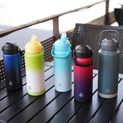 12oz Insulated Water Bottle, Stainless Steel Bottle with Straw Lid | Soft Silicone Nozzle, Keep Cold & Hot, Leak-Proof BPA-Free Metal Bottle with Flex Handle for Travel, Gym & Everyday Hydration