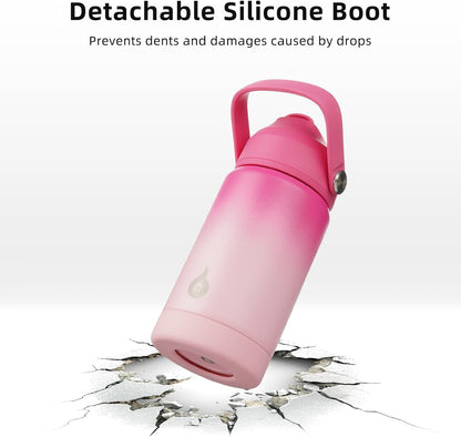 12oz Insulated Water Bottle, Stainless Steel Bottle with Straw Lid | Soft Silicone Nozzle, Keep Cold & Hot, Leak-Proof BPA-Free Metal Bottle with Flex Handle for Travel, Gym & Everyday Hydration