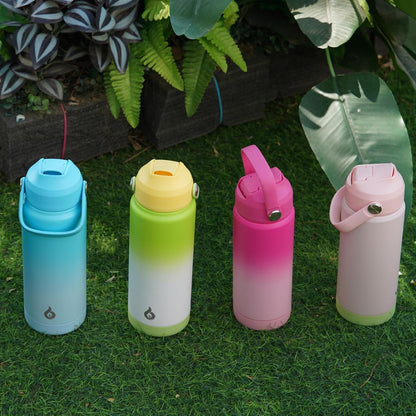 12oz Insulated Water Bottle, Stainless Steel Bottle with Straw Lid | Soft Silicone Nozzle, Keep Cold & Hot, Leak-Proof BPA-Free Metal Bottle with Flex Handle for Travel, Gym & Everyday Hydration
