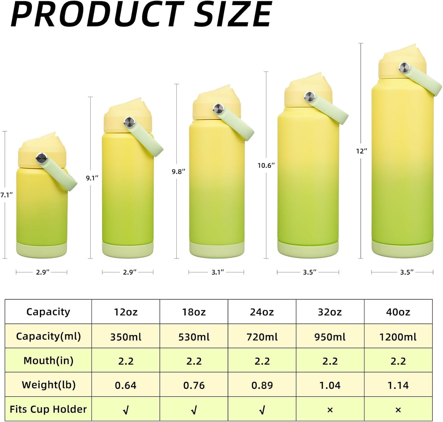 12oz Insulated Water Bottle, Stainless Steel Bottle with Straw Lid | Soft Silicone Nozzle, Keep Cold & Hot, Leak-Proof BPA-Free Metal Bottle with Flex Handle for Travel, Gym & Everyday Hydration