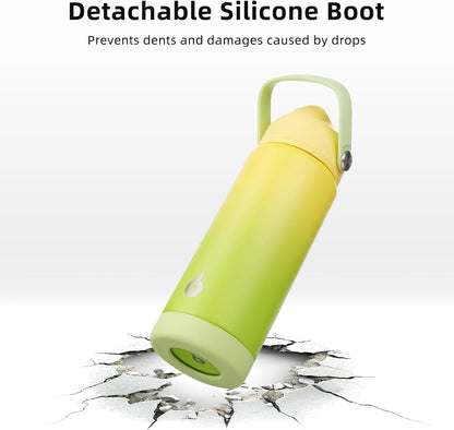 12oz Insulated Water Bottle, Stainless Steel Bottle with Straw Lid | Soft Silicone Nozzle, Keep Cold & Hot, Leak-Proof BPA-Free Metal Bottle with Flex Handle for Travel, Gym & Everyday Hydration