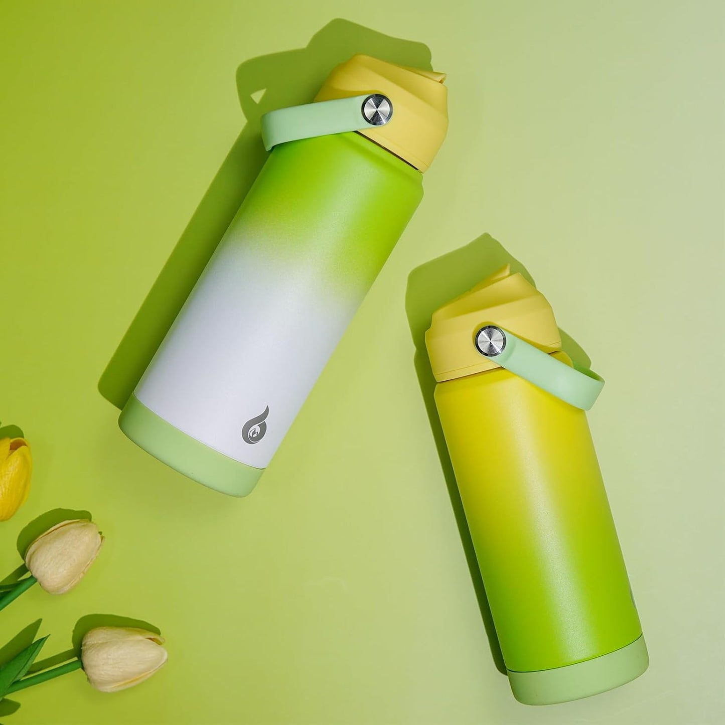 12oz Insulated Water Bottle, Stainless Steel Bottle with Straw Lid | Soft Silicone Nozzle, Keep Cold & Hot, Leak-Proof BPA-Free Metal Bottle with Flex Handle for Travel, Gym & Everyday Hydration