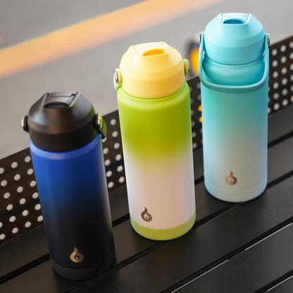 12oz Insulated Water Bottle, Stainless Steel Bottle with Straw Lid | Soft Silicone Nozzle, Keep Cold & Hot, Leak-Proof BPA-Free Metal Bottle with Flex Handle for Travel, Gym & Everyday Hydration