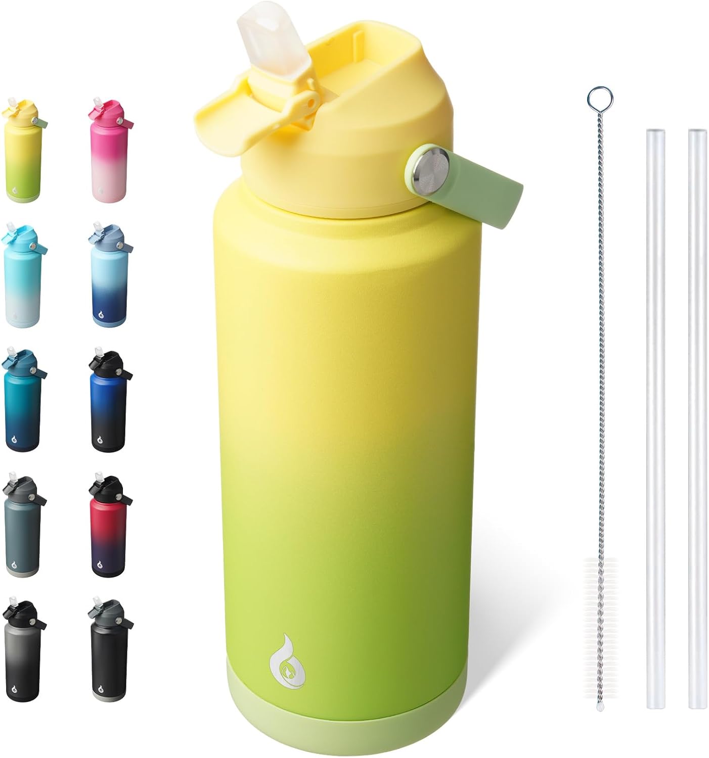 12oz Insulated Water Bottle, Stainless Steel Bottle with Straw Lid | Soft Silicone Nozzle, Keep Cold & Hot, Leak-Proof BPA-Free Metal Bottle with Flex Handle for Travel, Gym & Everyday Hydration