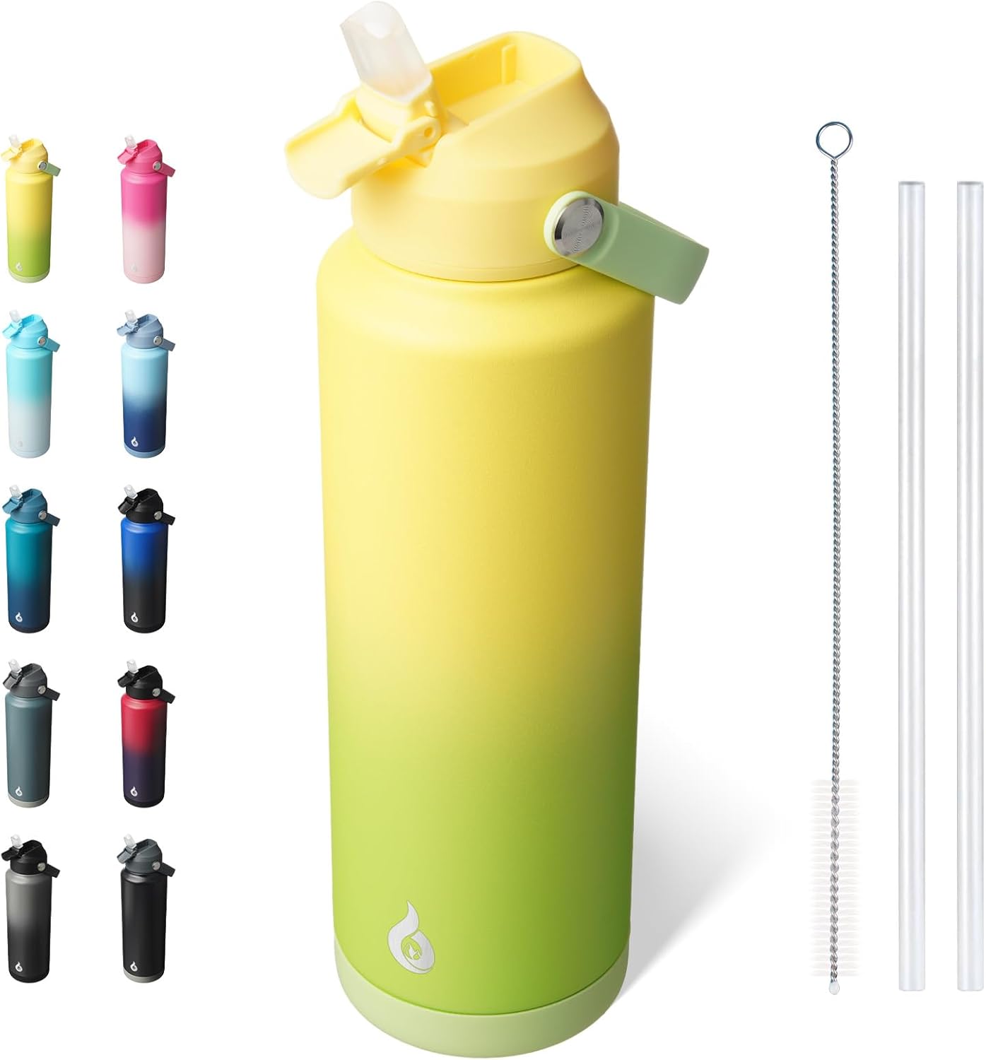 12oz Insulated Water Bottle, Stainless Steel Bottle with Straw Lid | Soft Silicone Nozzle, Keep Cold & Hot, Leak-Proof BPA-Free Metal Bottle with Flex Handle for Travel, Gym & Everyday Hydration