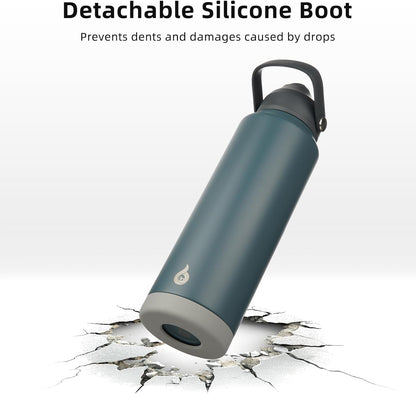 12oz Insulated Water Bottle, Stainless Steel Bottle with Straw Lid | Soft Silicone Nozzle, Keep Cold & Hot, Leak-Proof BPA-Free Metal Bottle with Flex Handle for Travel, Gym & Everyday Hydration