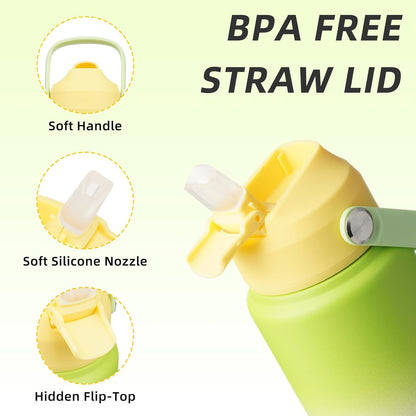 12oz Insulated Water Bottle, Stainless Steel Bottle with Straw Lid | Soft Silicone Nozzle, Keep Cold & Hot, Leak-Proof BPA-Free Metal Bottle with Flex Handle for Travel, Gym & Everyday Hydration
