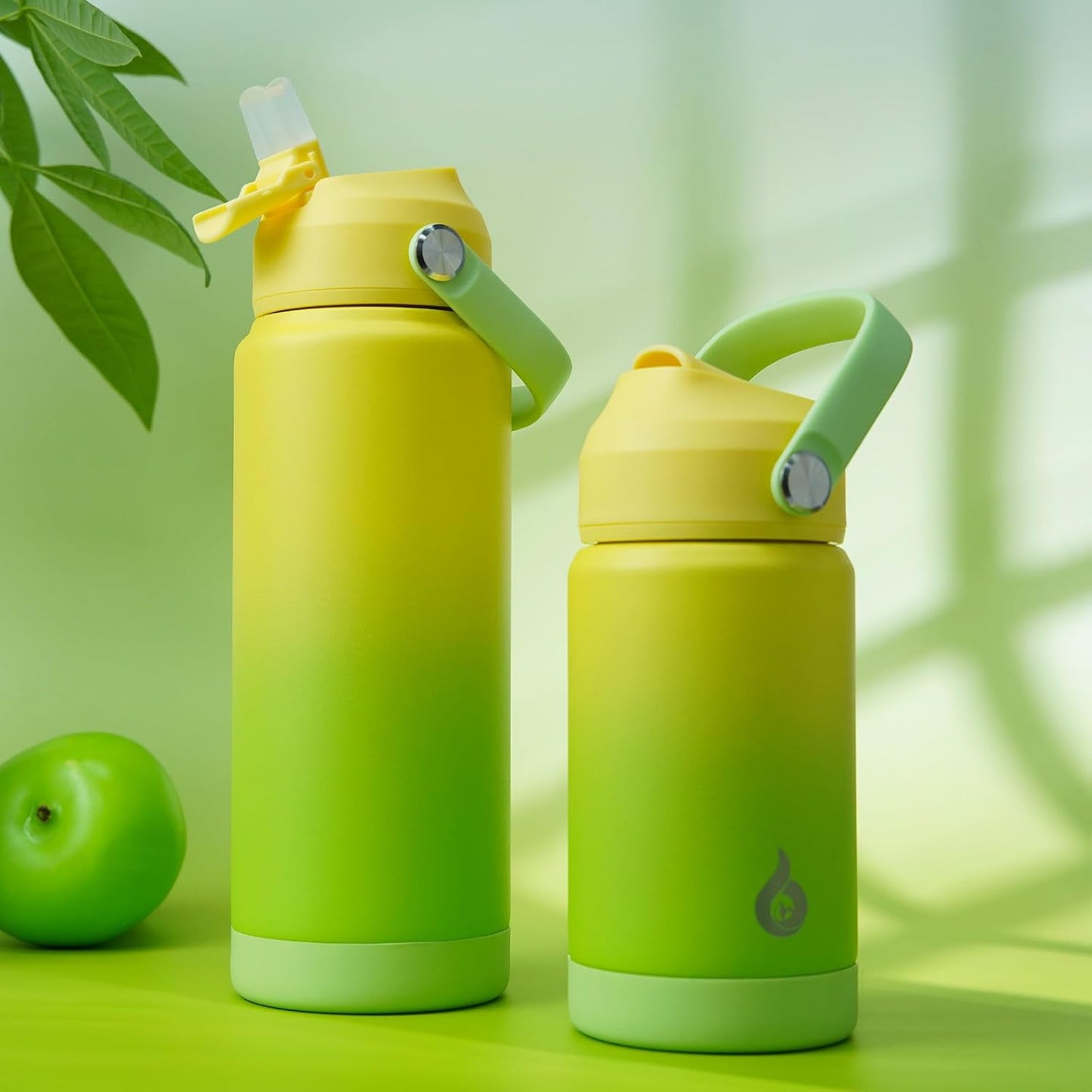 12oz Insulated Water Bottle, Stainless Steel Bottle with Straw Lid | Soft Silicone Nozzle, Keep Cold & Hot, Leak-Proof BPA-Free Metal Bottle with Flex Handle for Travel, Gym & Everyday Hydration