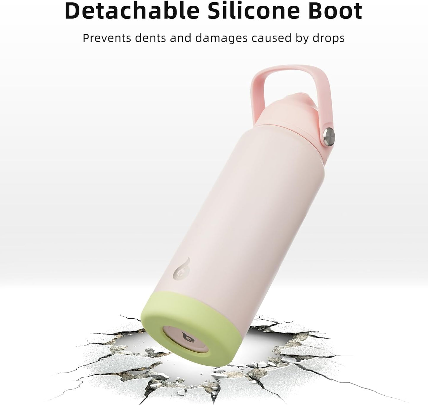 12oz Insulated Water Bottle, Stainless Steel Bottle with Straw Lid | Soft Silicone Nozzle, Keep Cold & Hot, Leak-Proof BPA-Free Metal Bottle with Flex Handle for Travel, Gym & Everyday Hydration
