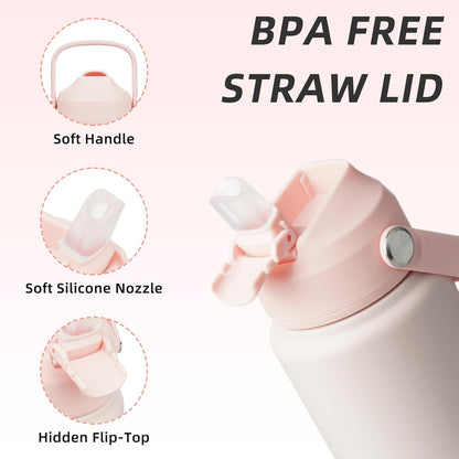12oz Insulated Water Bottle, Stainless Steel Bottle with Straw Lid | Soft Silicone Nozzle, Keep Cold & Hot, Leak-Proof BPA-Free Metal Bottle with Flex Handle for Travel, Gym & Everyday Hydration