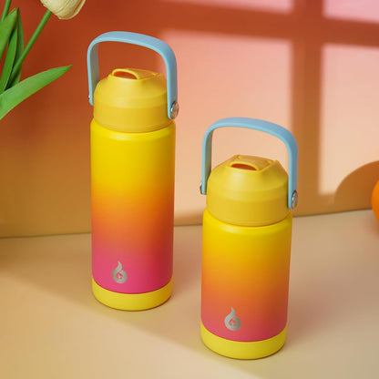 12oz Insulated Water Bottle, Stainless Steel Bottle with Straw Lid | Soft Silicone Nozzle, Keep Cold & Hot, Leak-Proof BPA-Free Metal Bottle with Flex Handle for Travel, Gym & Everyday Hydration