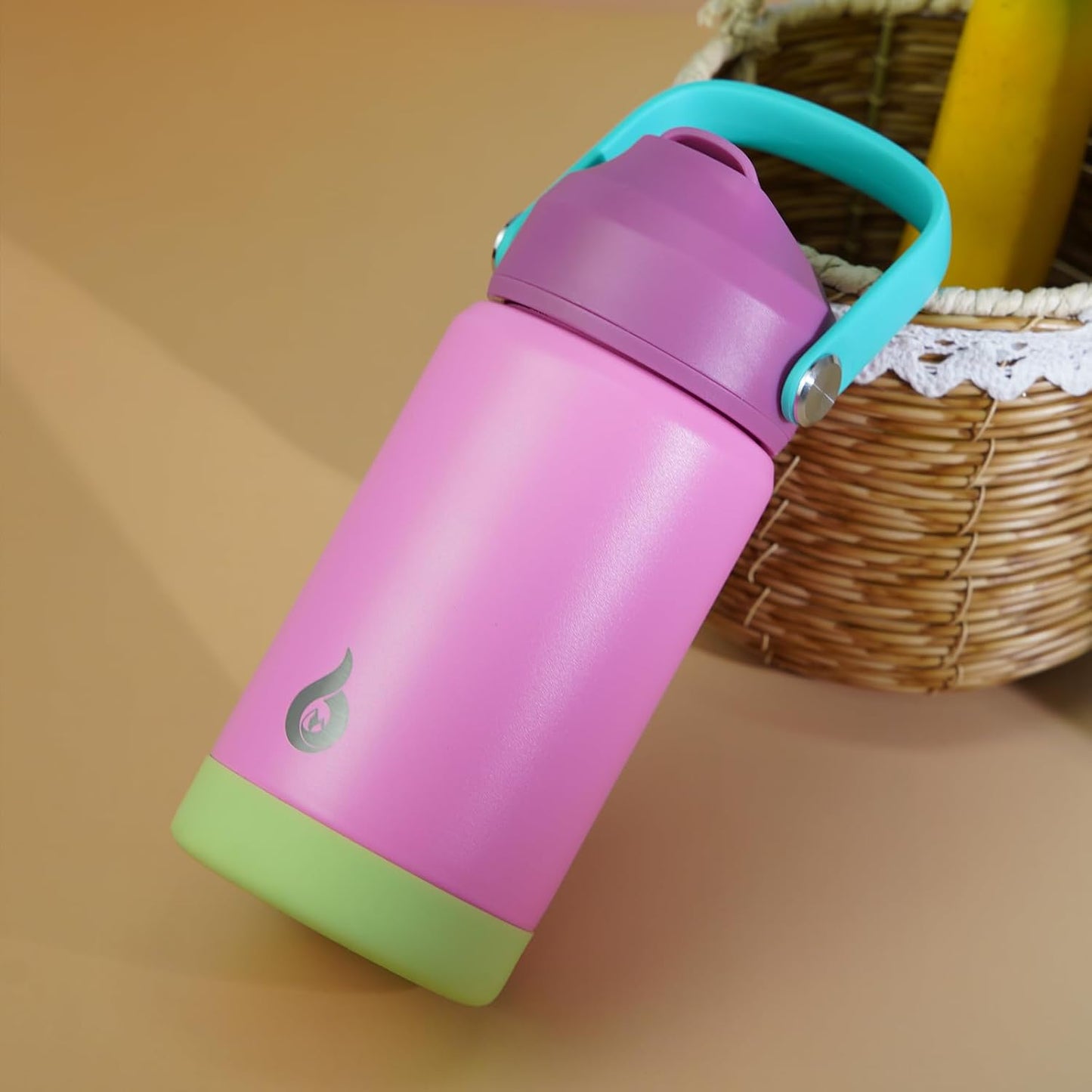 12oz Insulated Water Bottle, Stainless Steel Bottle with Straw Lid | Soft Silicone Nozzle, Keep Cold & Hot, Leak-Proof BPA-Free Metal Bottle with Flex Handle for Travel, Gym & Everyday Hydration