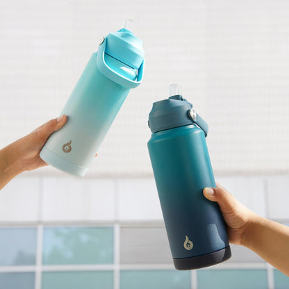 12oz Insulated Water Bottle, Stainless Steel Bottle with Straw Lid | Soft Silicone Nozzle, Keep Cold & Hot, Leak-Proof BPA-Free Metal Bottle with Flex Handle for Travel, Gym & Everyday Hydration