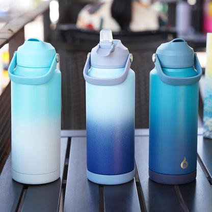 12oz Insulated Water Bottle, Stainless Steel Bottle with Straw Lid | Soft Silicone Nozzle, Keep Cold & Hot, Leak-Proof BPA-Free Metal Bottle with Flex Handle for Travel, Gym & Everyday Hydration