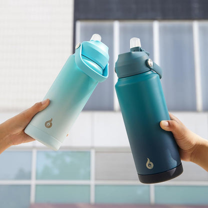 12oz Insulated Water Bottle, Stainless Steel Bottle with Straw Lid | Soft Silicone Nozzle, Keep Cold & Hot, Leak-Proof BPA-Free Metal Bottle with Flex Handle for Travel, Gym & Everyday Hydration