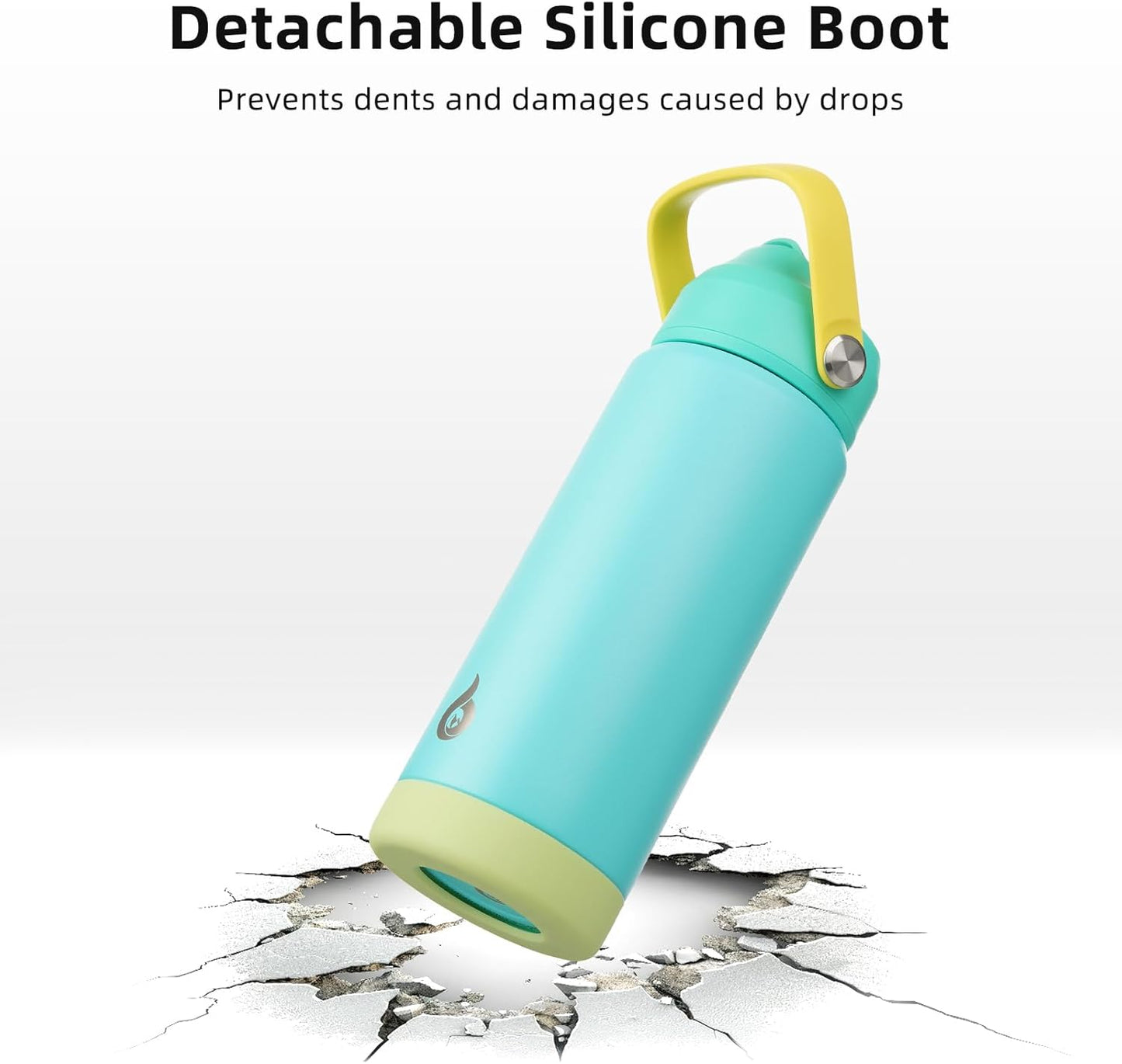 12oz Insulated Water Bottle, Stainless Steel Bottle with Straw Lid | Soft Silicone Nozzle, Keep Cold & Hot, Leak-Proof BPA-Free Metal Bottle with Flex Handle for Travel, Gym & Everyday Hydration