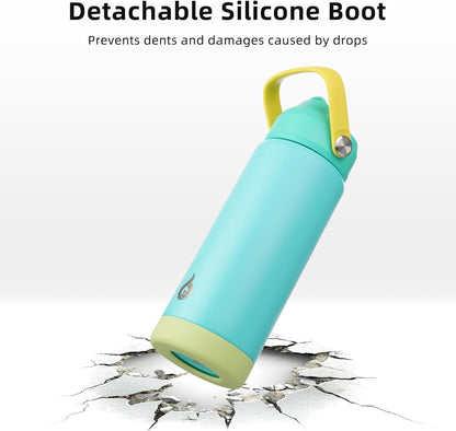 12oz Insulated Water Bottle, Stainless Steel Bottle with Straw Lid | Soft Silicone Nozzle, Keep Cold & Hot, Leak-Proof BPA-Free Metal Bottle with Flex Handle for Travel, Gym & Everyday Hydration