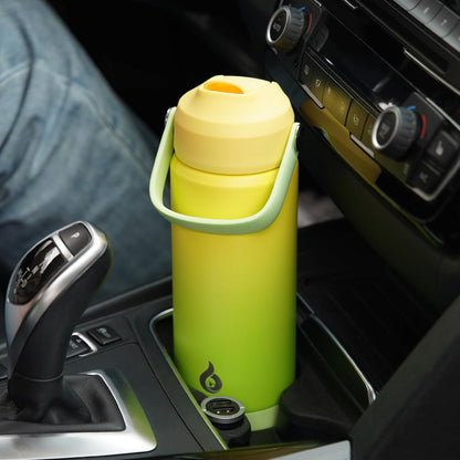 12oz Insulated Water Bottle, Stainless Steel Bottle with Straw Lid | Soft Silicone Nozzle, Keep Cold & Hot, Leak-Proof BPA-Free Metal Bottle with Flex Handle for Travel, Gym & Everyday Hydration