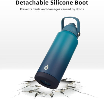 12oz Insulated Water Bottle, Stainless Steel Bottle with Straw Lid | Soft Silicone Nozzle, Keep Cold & Hot, Leak-Proof BPA-Free Metal Bottle with Flex Handle for Travel, Gym & Everyday Hydration
