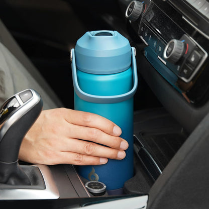 12oz Insulated Water Bottle, Stainless Steel Bottle with Straw Lid | Soft Silicone Nozzle, Keep Cold & Hot, Leak-Proof BPA-Free Metal Bottle with Flex Handle for Travel, Gym & Everyday Hydration