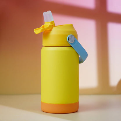 12oz Insulated Water Bottle, Stainless Steel Bottle with Straw Lid | Soft Silicone Nozzle, Keep Cold & Hot, Leak-Proof BPA-Free Metal Bottle with Flex Handle for Travel, Gym & Everyday Hydration