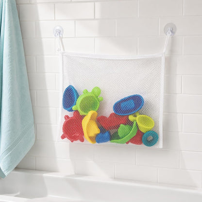 Bath Toy Storage Bag with Strong Hook Mesh Organizer for Kids Tub Toys Bathroom Storage 14.6 Inch Drainable Toy Container