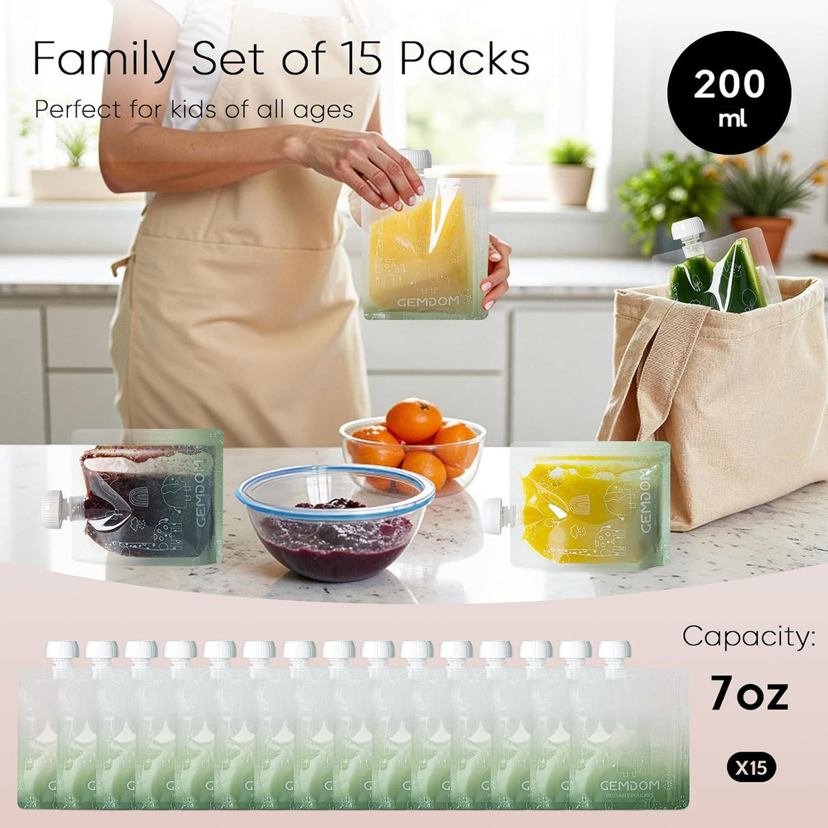 20 Pack 5oz Reusable Baby Food Pouches for Toddlers