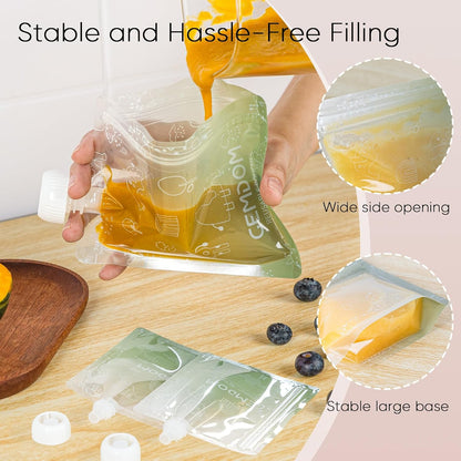 20 Pack 5oz Reusable Baby Food Pouches for Toddlers