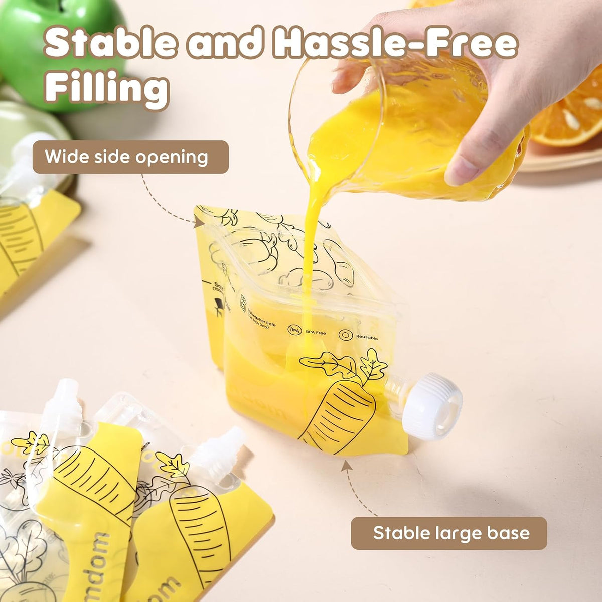 20 Pack 5oz Reusable Baby Food Pouches for Toddlers
