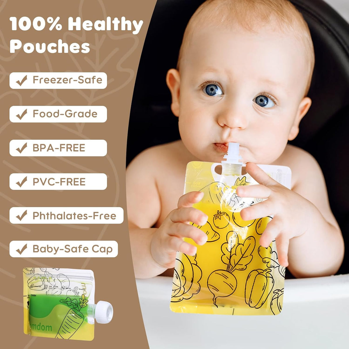 20 Pack 5oz Reusable Baby Food Pouches for Toddlers