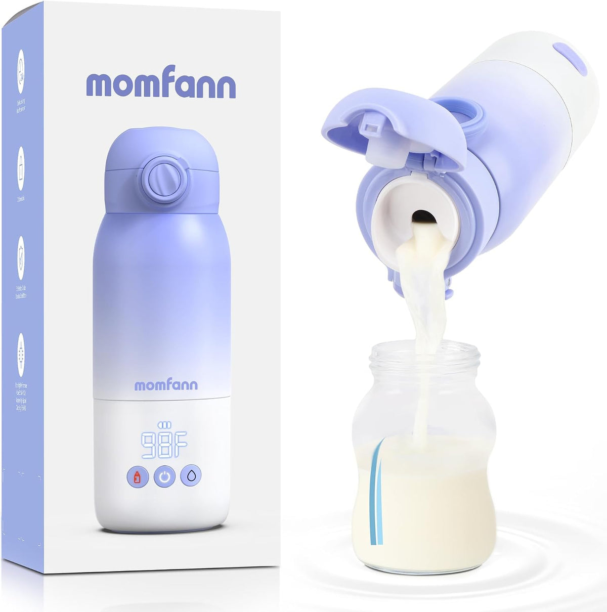 Portable Bottle Warmer for Travel, Dual Heating Modes for Breastmilk & Water, Portable Bottle Milk Warmer with Fast Heating & Long Battery Life, 12 Ounces Large Capacity (Blue)