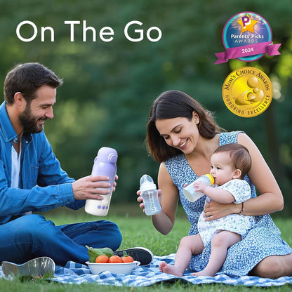 Portable Bottle Warmer for Travel, Dual Heating Modes for Breastmilk & Water, Portable Bottle Milk Warmer with Fast Heating & Long Battery Life, 12 Ounces Large Capacity (Blue)