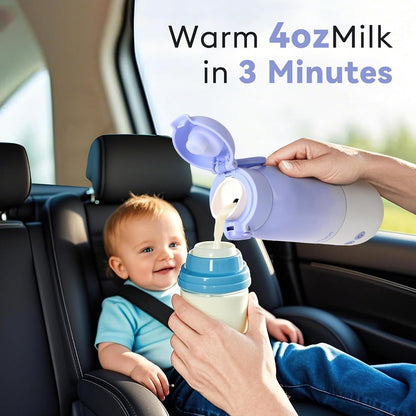 Portable Bottle Warmer for Travel, Dual Heating Modes for Breastmilk & Water, Portable Bottle Milk Warmer with Fast Heating & Long Battery Life, 12 Ounces Large Capacity (Blue)