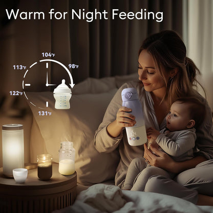 Portable Bottle Warmer for Travel, Dual Heating Modes for Breastmilk & Water, Portable Bottle Milk Warmer with Fast Heating & Long Battery Life, 12 Ounces Large Capacity (Blue)