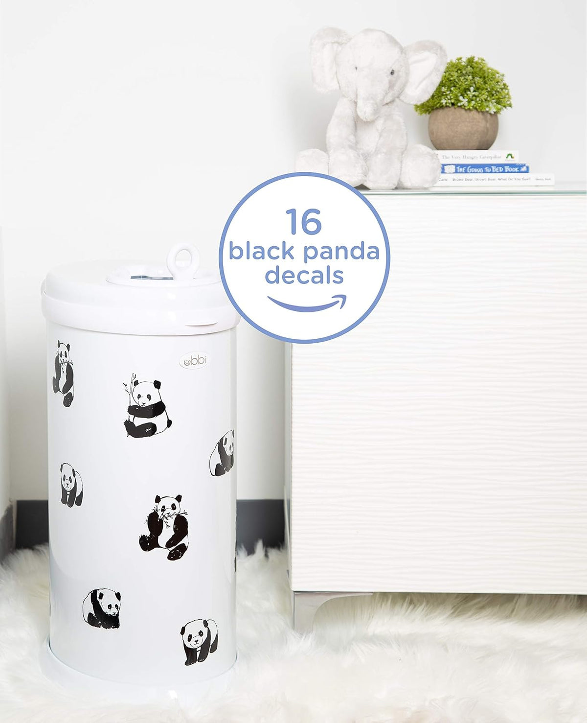 Panda Peel and Stick Decal Stickers, Decorative Sticker for Diaper Pail or Baby Nursery