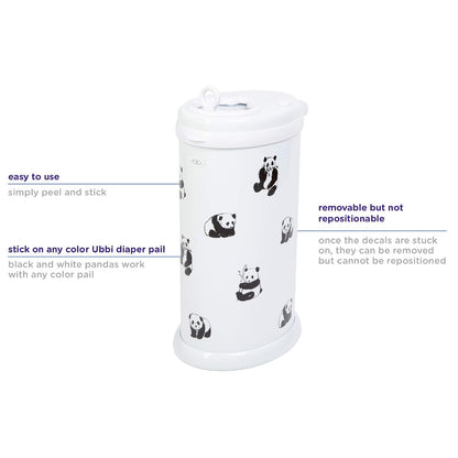 Panda Peel and Stick Decal Stickers, Decorative Sticker for Diaper Pail or Baby Nursery