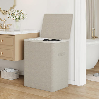 Double Laundry Hamper with Lid, 150L Large Laundry Basket 2 Compartments