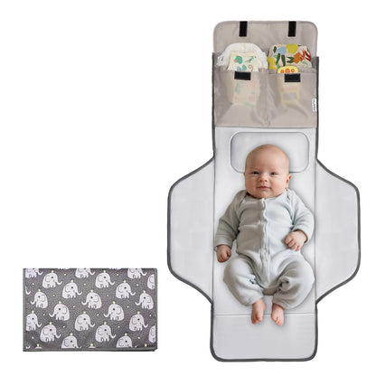 31" X 24.2" Extra Long Large Lightweight Toddler Diaper Changing Pad Travel, Cute Design 1-36 Month Infant Foldable Baby Changing Mat Wipeable, Changing Pad Portable for Station, Car, Stroller