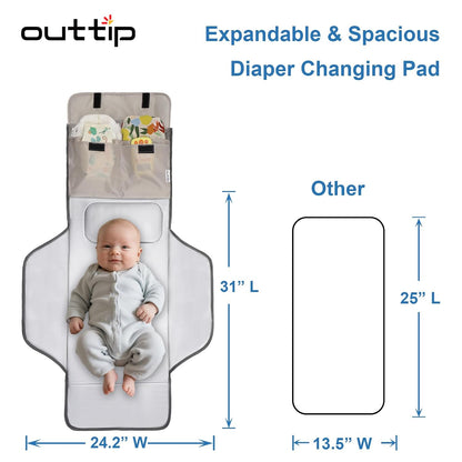 31" X 24.2" Extra Long Large Lightweight Toddler Diaper Changing Pad Travel, Cute Design 1-36 Month Infant Foldable Baby Changing Mat Wipeable, Changing Pad Portable for Station, Car, Stroller