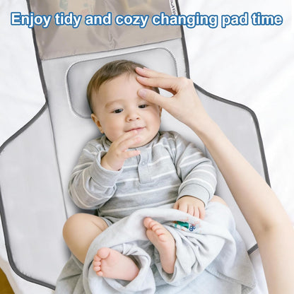 31" X 24.2" Extra Long Large Lightweight Toddler Diaper Changing Pad Travel, Cute Design 1-36 Month Infant Foldable Baby Changing Mat Wipeable, Changing Pad Portable for Station, Car, Stroller