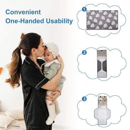 31" X 24.2" Extra Long Large Lightweight Toddler Diaper Changing Pad Travel, Cute Design 1-36 Month Infant Foldable Baby Changing Mat Wipeable, Changing Pad Portable for Station, Car, Stroller